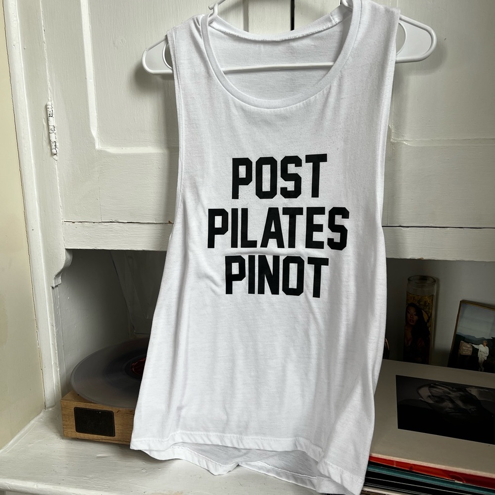 White Graphic Tank Top - Post Pilates Pinot
